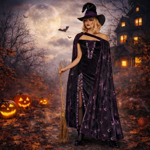 Spirit Halloween Eternal Witch Costume Adult Large 12/14 – Dress Hat Cape - Picture 2 of 4
